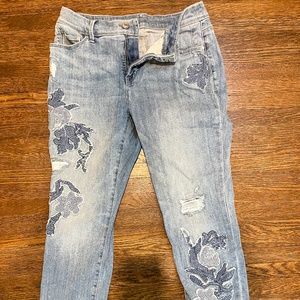 Chicos Embroidered Cropped Jean